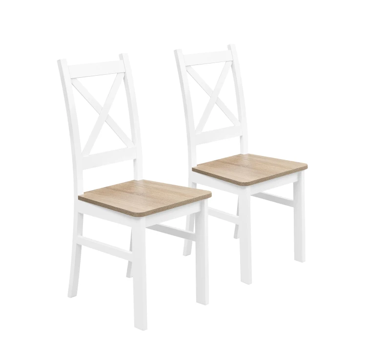 Komplet 2x Krzesło drewniane KRT Biały/Dąb Sonoma