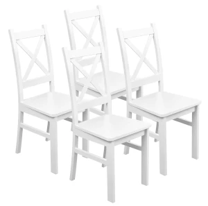 Komplet 4x Krzesło drewniane KRT Biały/Biały