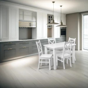 Komplet 4x Krzesło drewniane KRT Biały/Biały