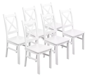 Komplet 6x Krzesło drewniane KRT Biały/Biały