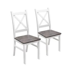 Komplet 2x Krzesło drewniane KRT Biały/Beton