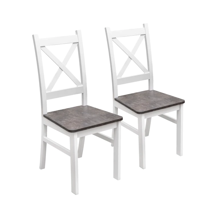 Komplet 2x Krzesło drewniane KRT Biały/Beton