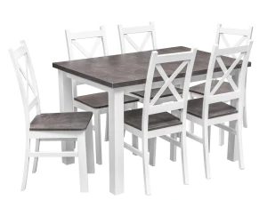 Komplet 6x Krzesło drewniane KRT Biały/Beton