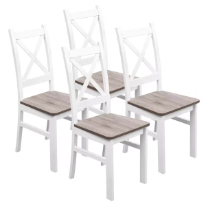 Komplet 4x Krzesło drewniane KRT Biały/San Remo