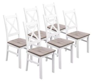 Komplet 6x Krzesło drewniane KRT Biały/San Remo