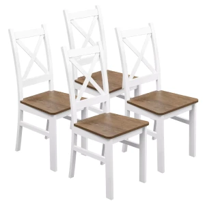 Komplet 4x Krzesło drewniane KRT Biały/Dąb Lefkas