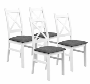 Komplet 4x Krzesło drewniane KRZ Biały/Grafit