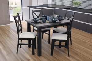 Krzesło krzyżak tapicerowane Czarny/Beż