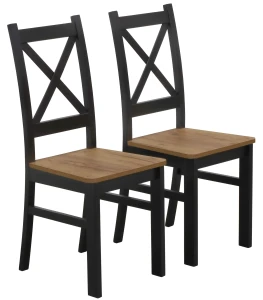Komplet 2x Krzesło drewniane KRT Czarny/Dąb Craft
