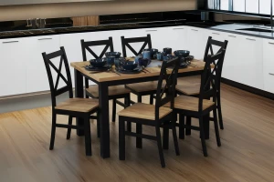 Komplet 6x Krzesło drewniane KRT Czarny/Dąb Craft