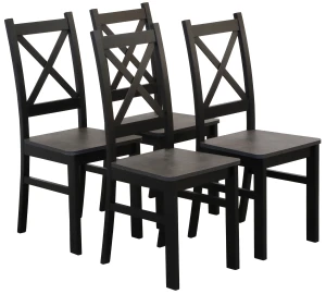 Komplet 4x Krzesło drewniane KRT Czarny/Beton