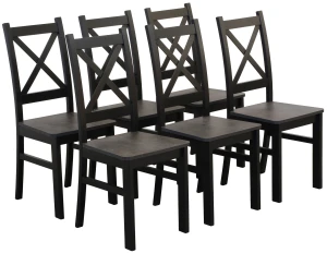 Komplet 6x Krzesło drewniane KRT Czarny/Beton