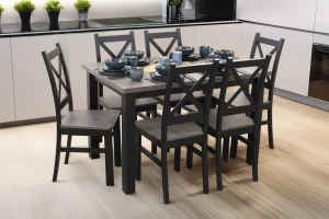 Komplet 6x Krzesło drewniane KRT Czarny/Beton