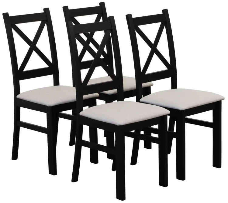 Komplet 4x Krzesło tapicerowane KRZ Czarny/Beż
