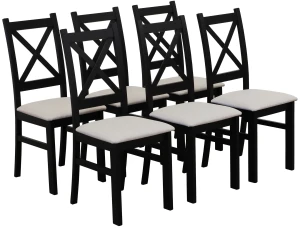 Komplet 6x Krzesło tapicerowane KRZ Czarny/Beż