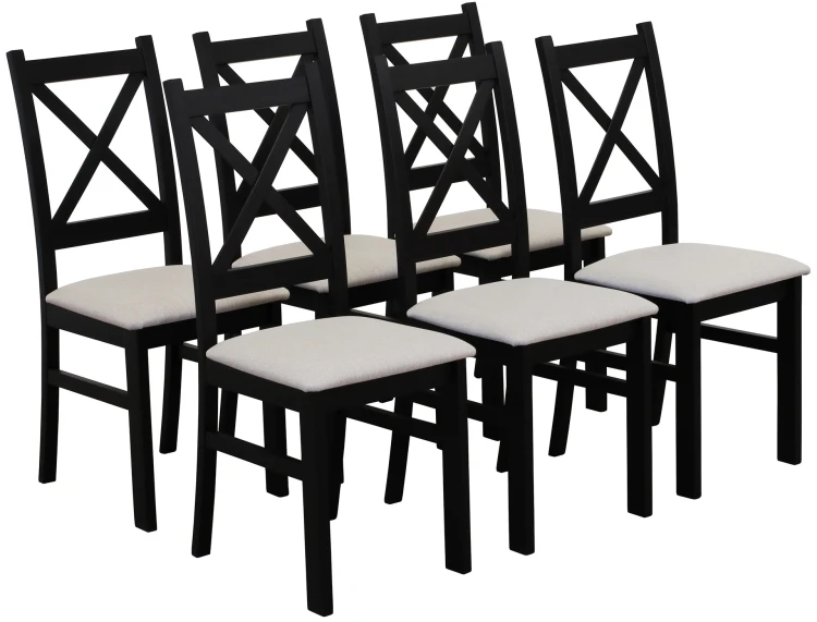 Komplet 6x Krzesło tapicerowane KRZ Czarny/Beż