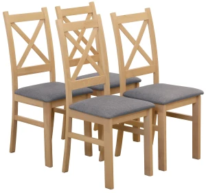 Komplet 4x Krzesło tapicerowane KRZ Dąb Artisan/Szary