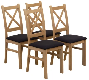 Komplet 4x Krzesło tapicerowane KRZ Dąb Artisan/Czarny