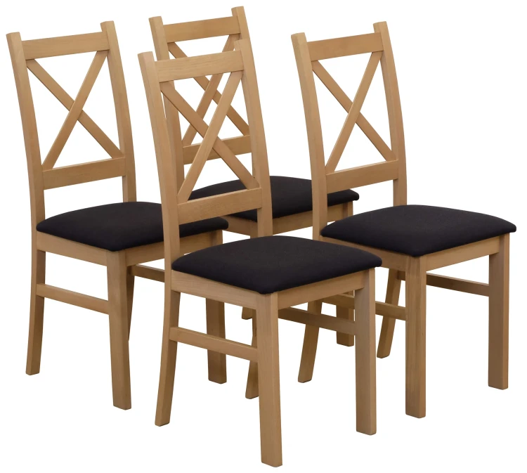 Komplet 4x Krzesło tapicerowane KRZ Dąb Artisan/Czarny