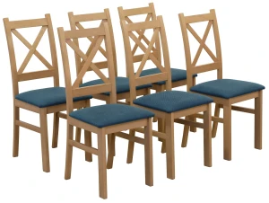 Komplet 6x Krzesło tapicerowane KRZ Dąb Artisan/Turkus
