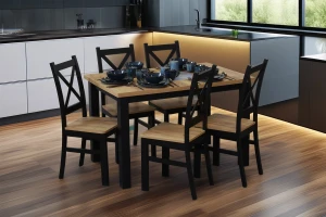 Stół do kuchni rozkładany LAP 150/190x80 Czarny/Dąb Craft