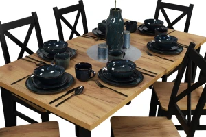 Stół do kuchni rozkładany LAP 150/190x80 Czarny/Dąb Craft