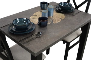 Zestaw stół 100x70 z 2 krzesłami M001-2 Czarny/Beton