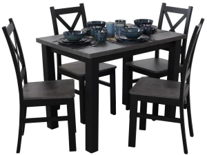 Zestaw stół 120x80 z 4 krzesłami M002-4 Czarny/Beton