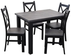 Zestaw stół 120x80 z 4 krzesłami M002-4 Czarny/Beton