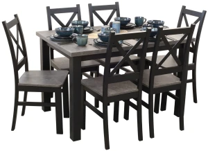 Zestaw stół 120x80 z  6 krzesłami M002-6 Czarny/Beton