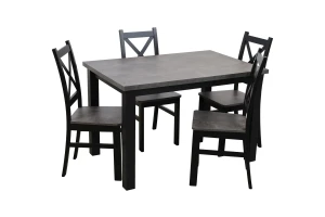 Zestaw stół 150/190x80 z 4 krzesłami M003-4 Czarny/Beton