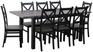 Zestaw stół 150/190x80 z 4 krzesłami M003-4 Czarny/Beton