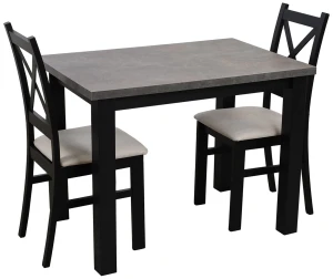 Stół 100x70 z 2 krzesłami M004-2 Czarny/Beton