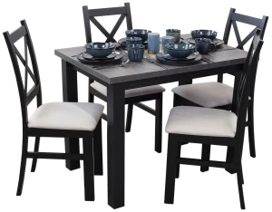 Stół 100x70 z 4 krzesłami M004-4 Czarny/Beton