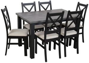 Stół 120x80 z 6 krzesłami M005-6 Czarny/Beton