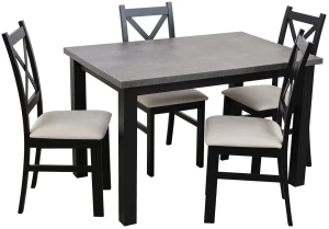 Stół rozkładany 150/190x80 z 4 krzesłami M006-4 Czarny/Beton