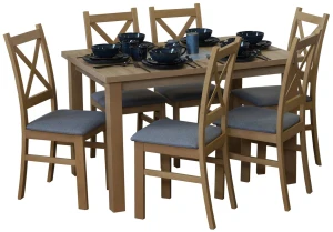 Komplet stół 120x80 z 6 krzesłami M008-6 Dąb Artisan