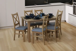 Komplet stół 120x80 z 6 krzesłami M008-6 Dąb Artisan