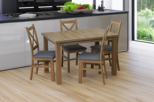 Zestaw stół 150/190x80 z 4 krzesłami M009-4 Dąb Artisan