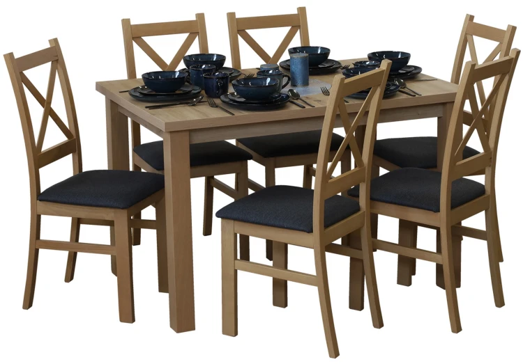 Komplet stół 120x80 z 6 krzesłami M011-6 Dąb Artisan