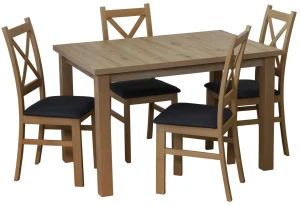 Stół rozkładany 150/190x80 z 4 krzesłami M012-4 Dąb Artisan