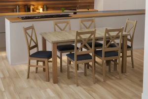 Stół rozkładany 150/190x80 z 6 krzesłami M012-6 Dąb Artisan