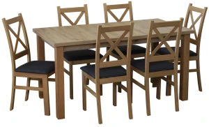 Stół rozkładany 150/190x80 z 6 krzesłami M012-6 Dąb Artisan