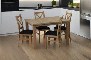 Komplet stół rozkładany 150/190x80 z 4 krzesłami M018-4 Dąb Artisan