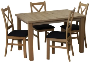 Komplet stół rozkładany 150/190x80 z 4 krzesłami M018-4 Dąb Artisan