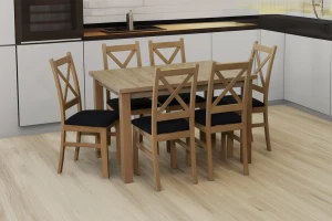 Komplet stół rozkładany 150/190x80 z 6 krzesłami M018-6 Dąb Artisan
