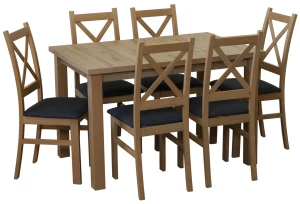 Komplet stół rozkładany 150/190x80 z 6 krzesłami M018-6 Dąb Artisan