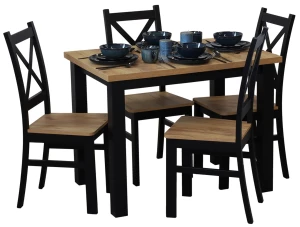 Zestaw stół 100x70 z 4 krzesłami M019-4 Czarny/Dąb Craft
