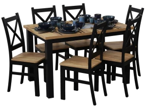 Zestaw stół 120x80 z 6 krzesłami M020-6 Czarny/Dąb Craft