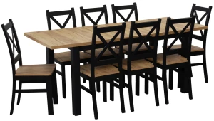 Zestaw stół rozkładany 150/190x80 z 6 krzesłami M021-6 Czarny/Dąb Craft